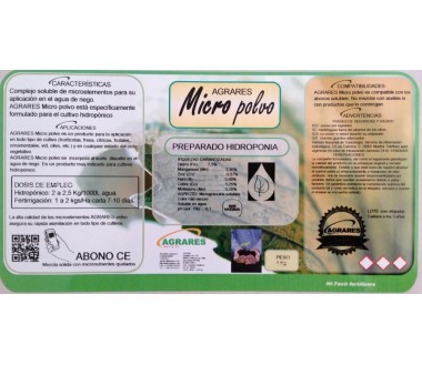 AGRARES Micro polvo (microelementos) hidroponico nft