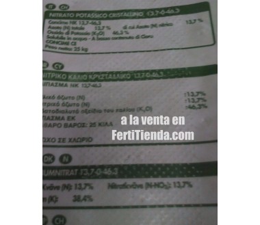 Nitrato Potasico Chile, 25Kg